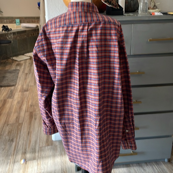 Ralph Lauren | Big Shirt Orange Plaid Long Sleeve Button Front Shirt large - Picture 4 of 5